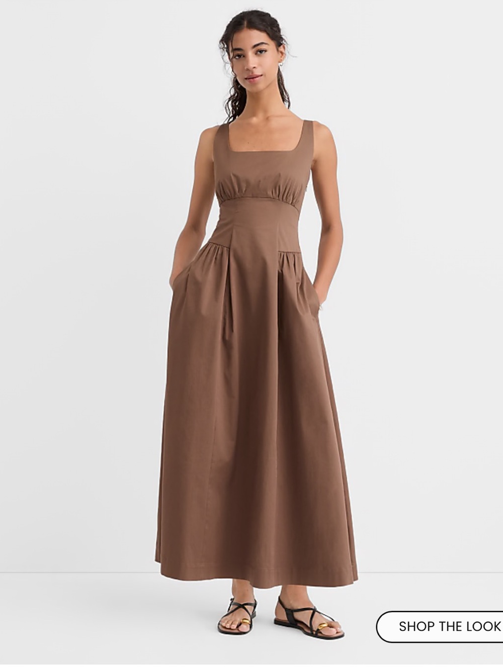Loft NWT Brown Seamed Waist Midi Dress